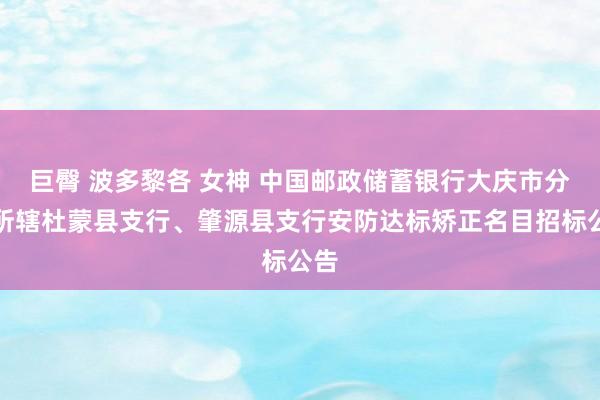 巨臀 波多黎各 女神 中国邮政储蓄银行大庆市分行所辖杜蒙县支行、肇源县支行安防达标矫正名目招标公告